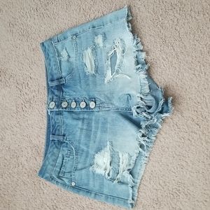 Refuge Blue Distressed Jean Shorts
